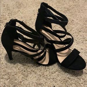Black strappy heels